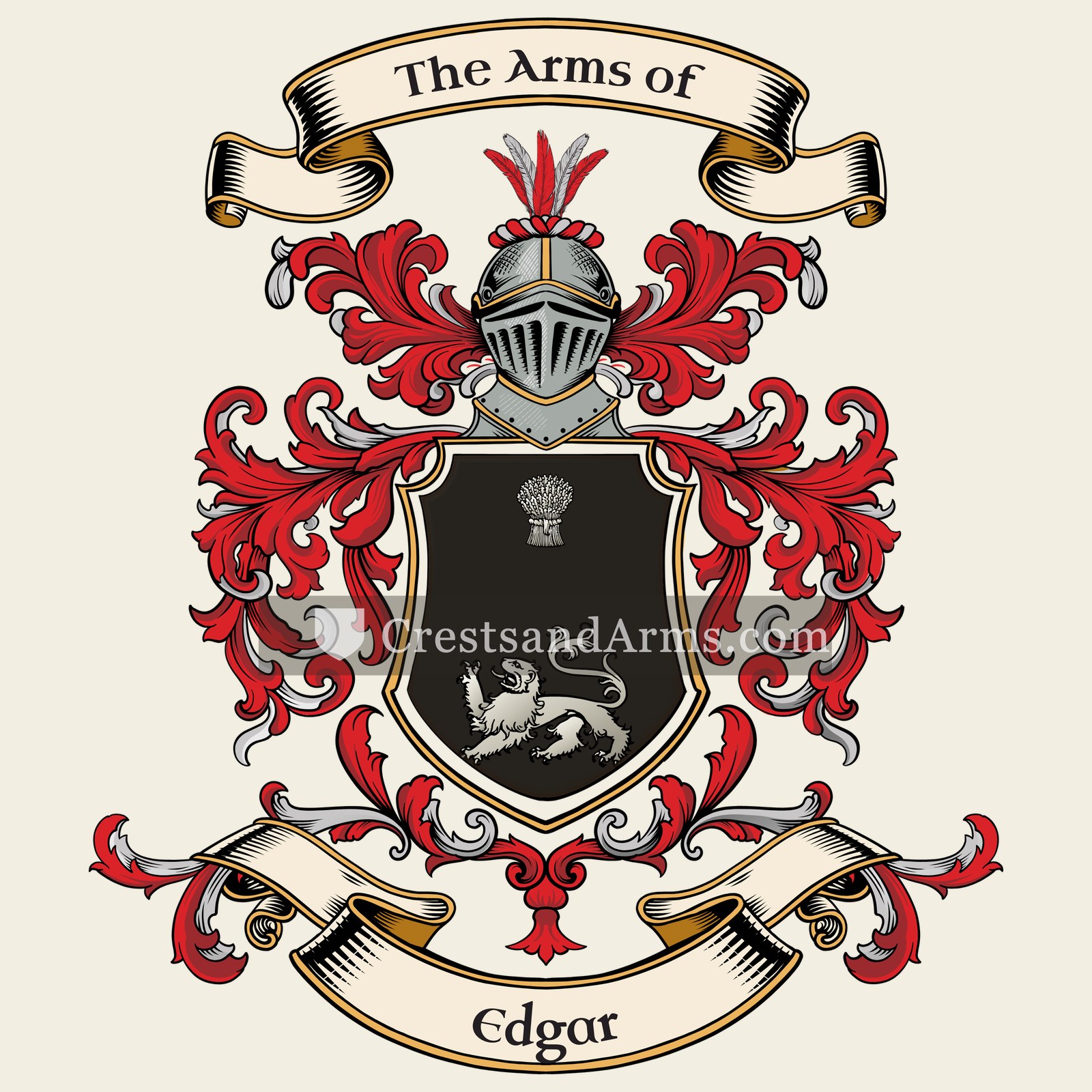 The Edgar coat of arms, drawn from the recorded blazon