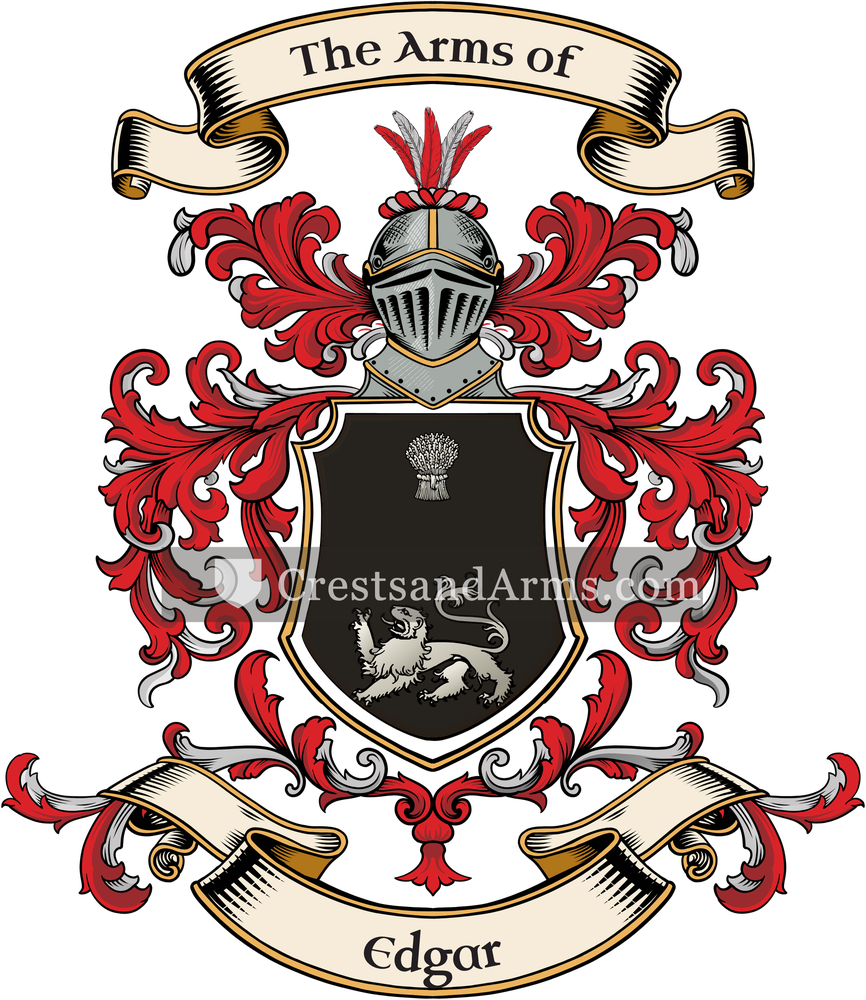 The Edgar coat of arms, drawn from the recorded blazon