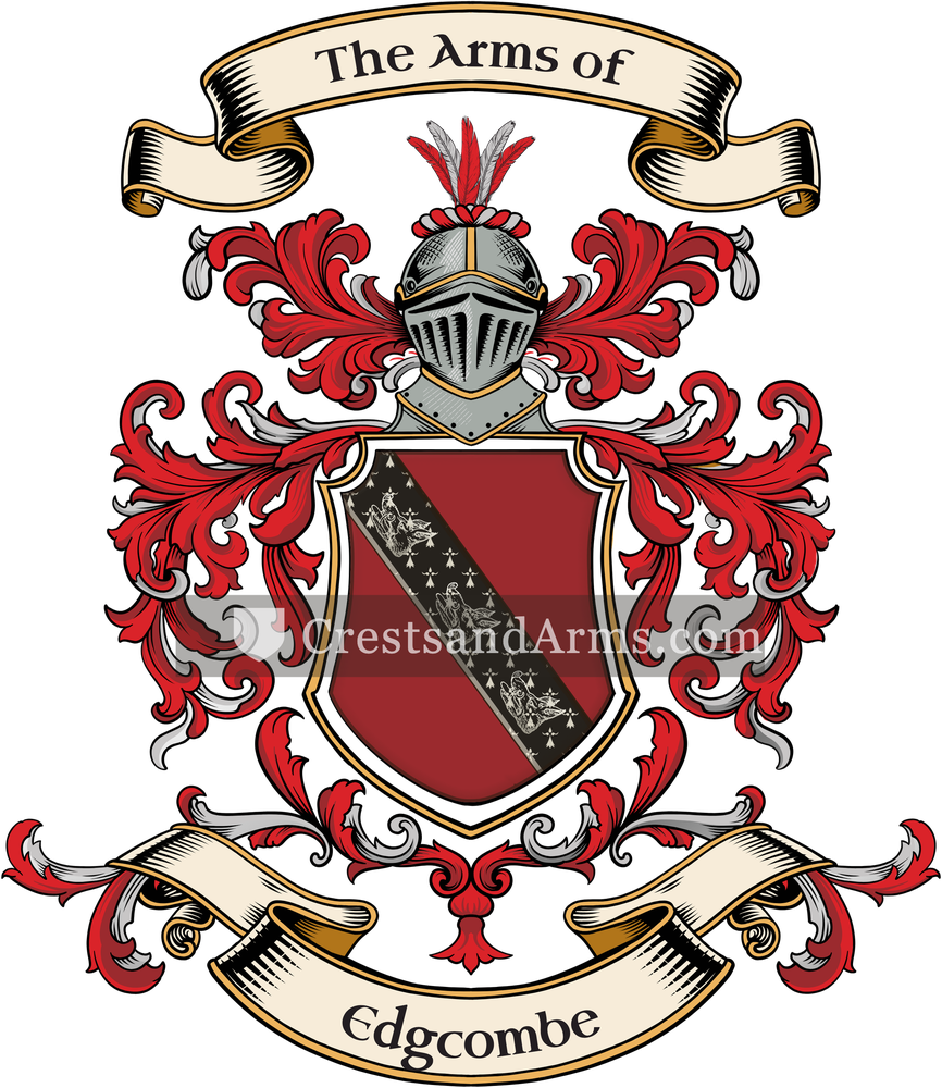The Edgcombe coat of arms, drawn from the recorded blazon