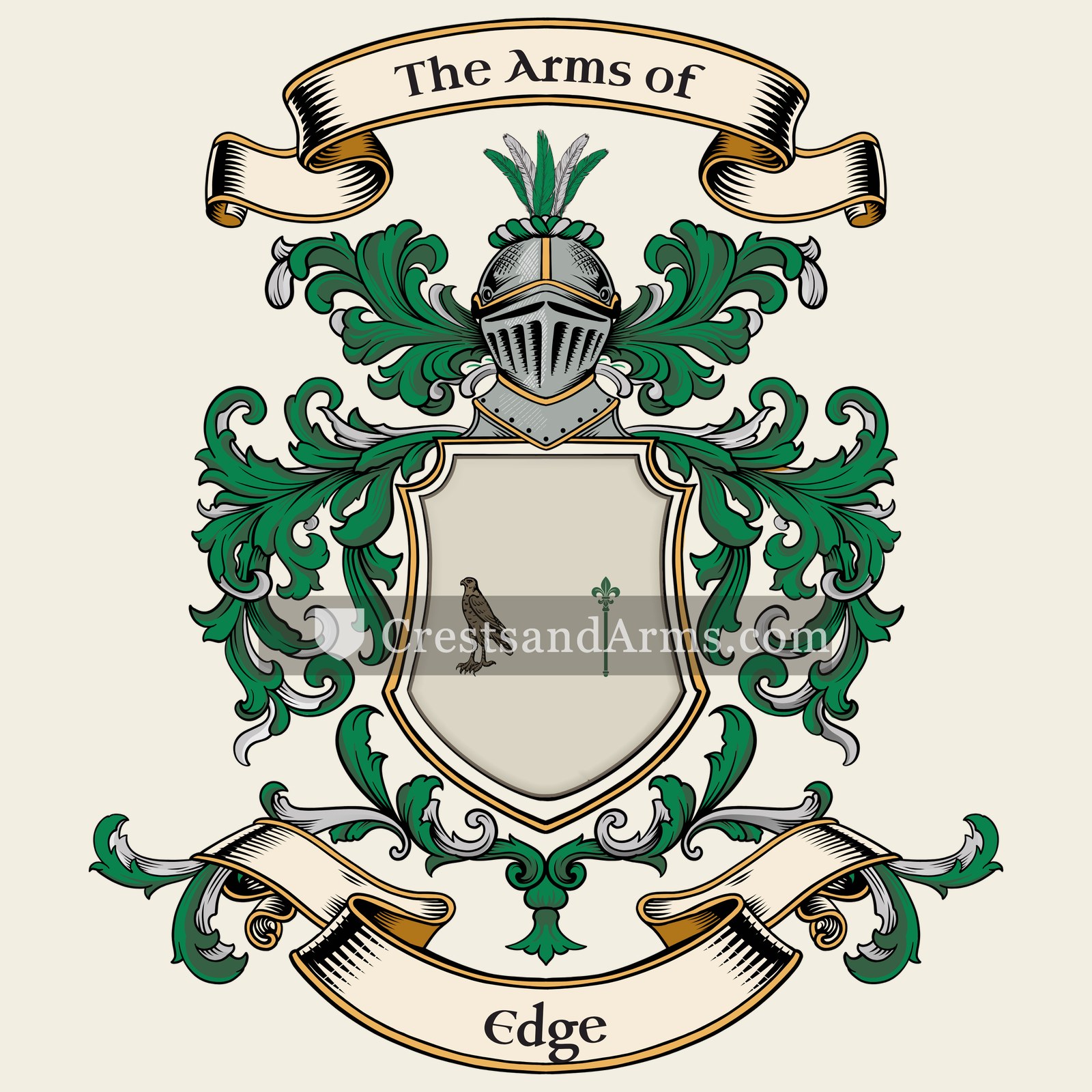 The Edge coat of arms, drawn from the recorded blazon