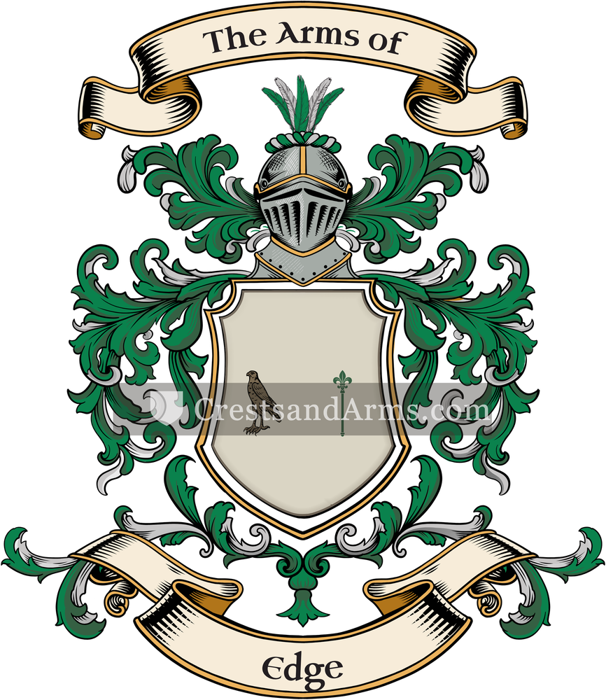 The Edge coat of arms, drawn from the recorded blazon