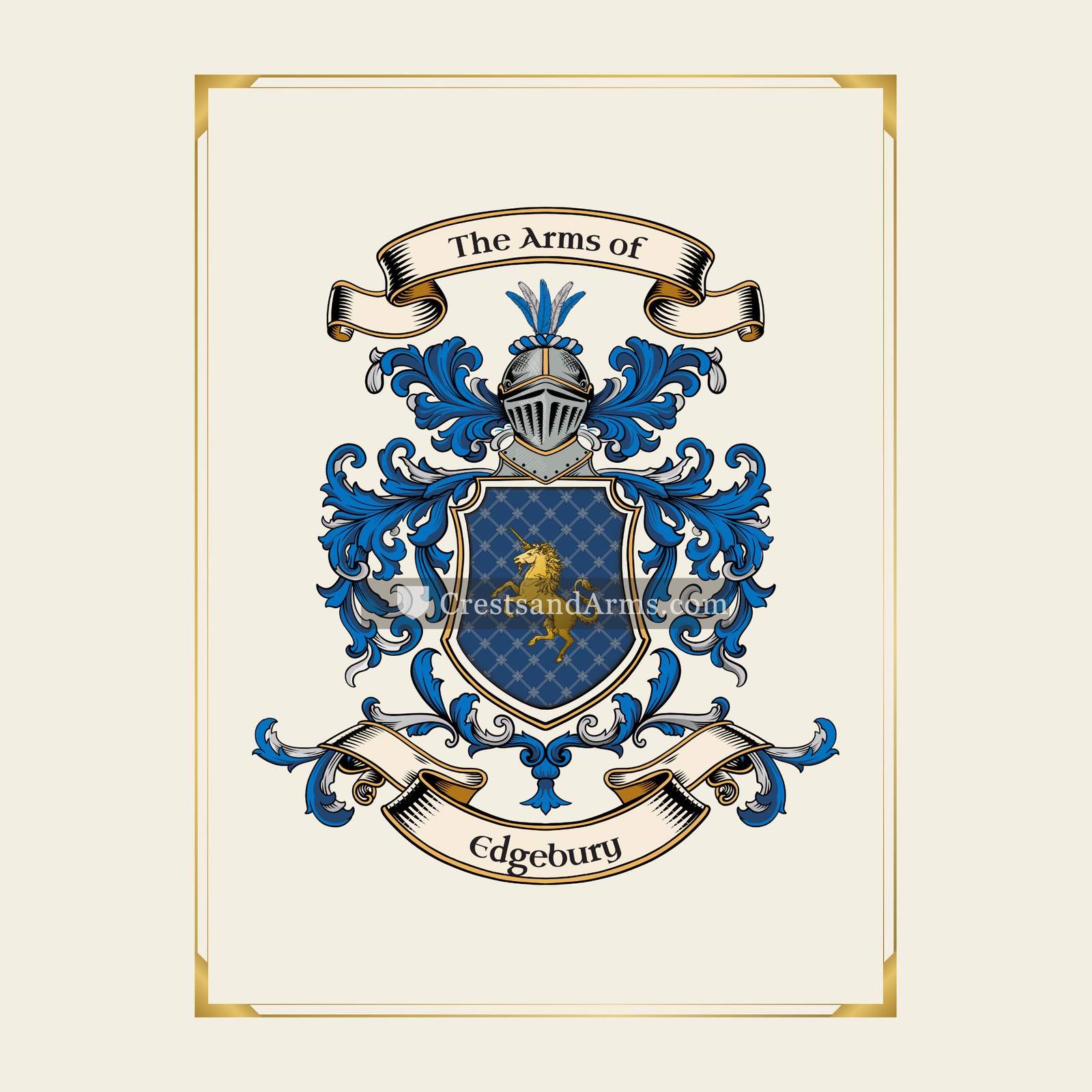 With gold border