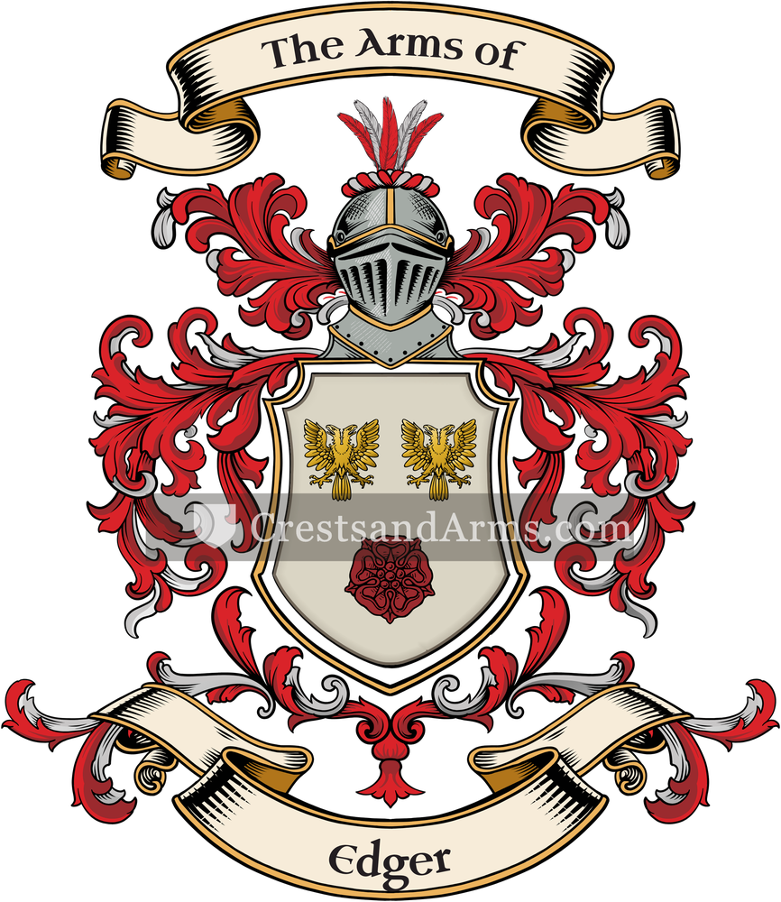The Edger coat of arms, drawn from the recorded blazon