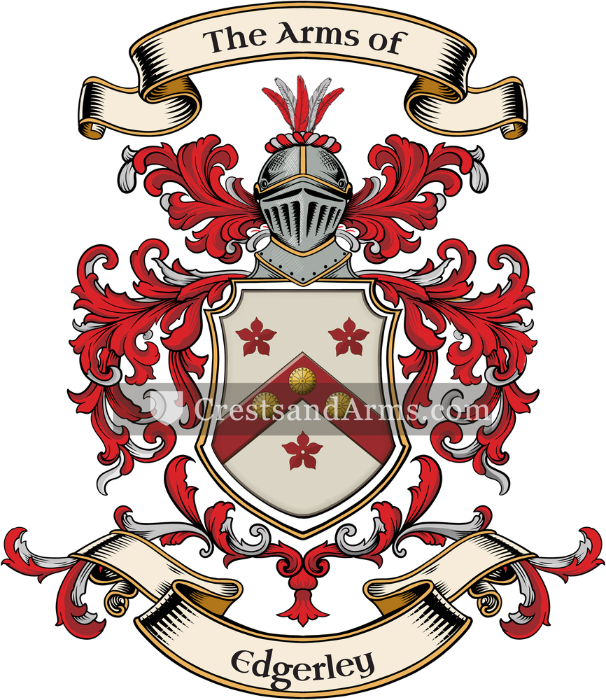 The Edgerley coat of arms, drawn from the recorded blazon