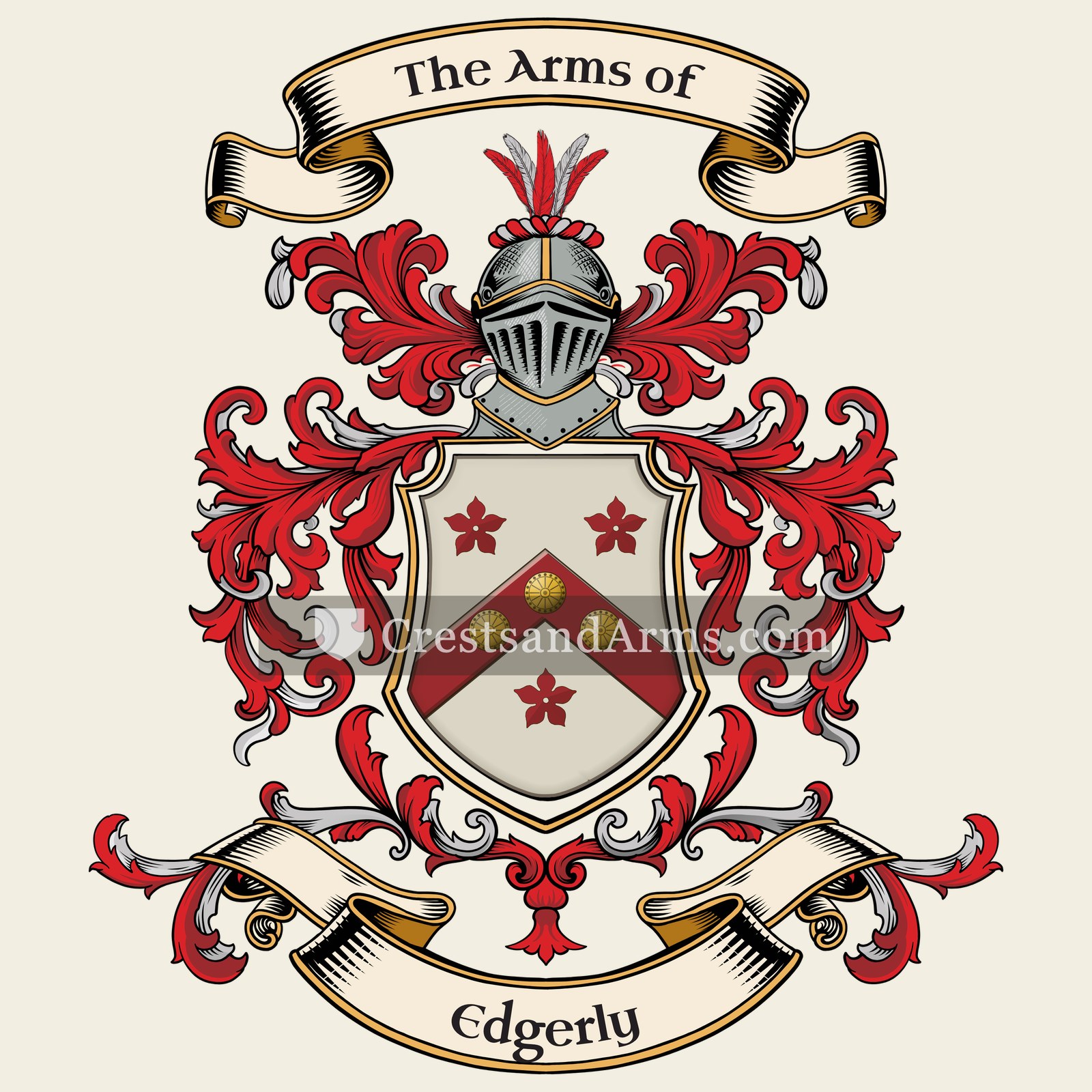 The Edgerly coat of arms, drawn from the recorded blazon