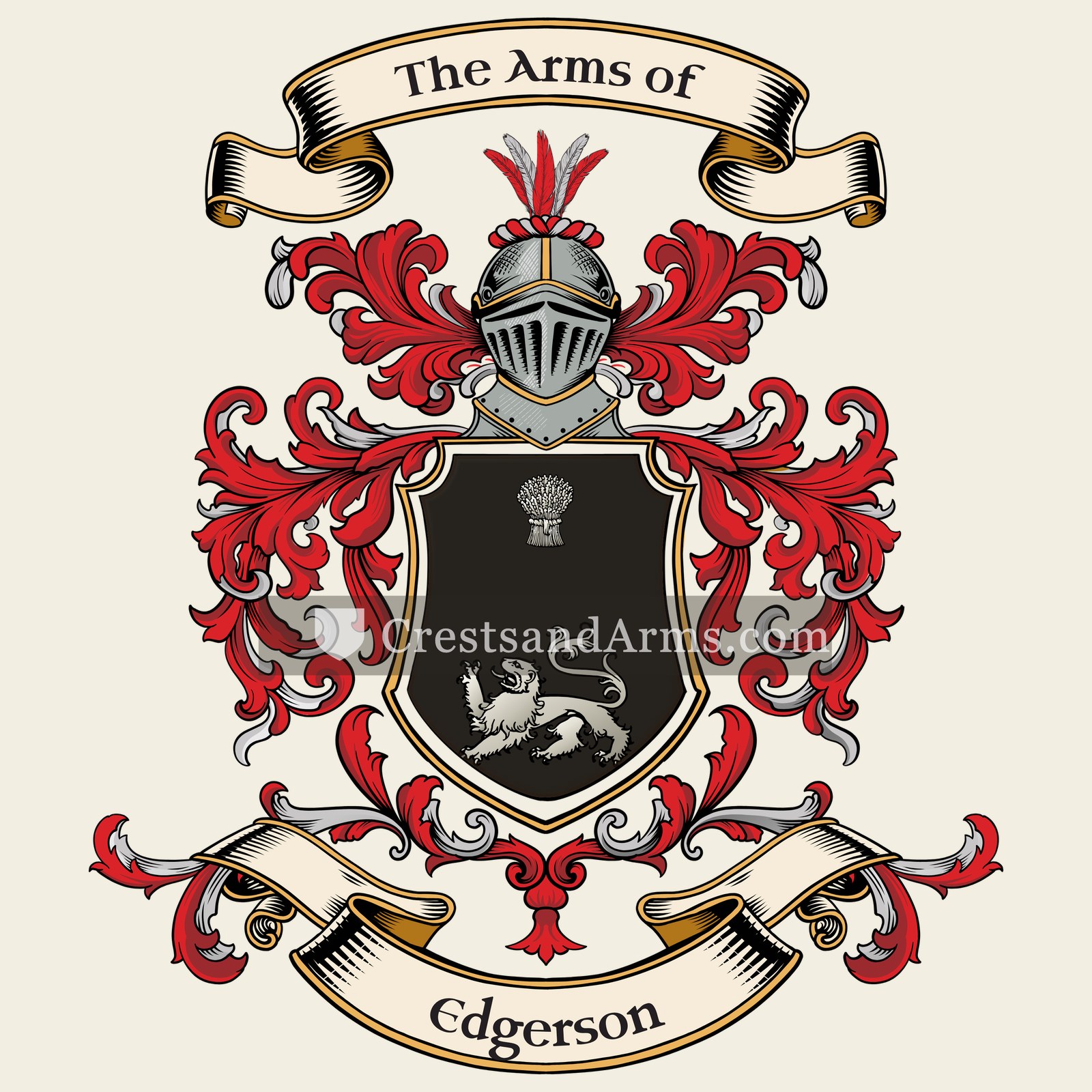 The Edgerson coat of arms, drawn from the recorded blazon