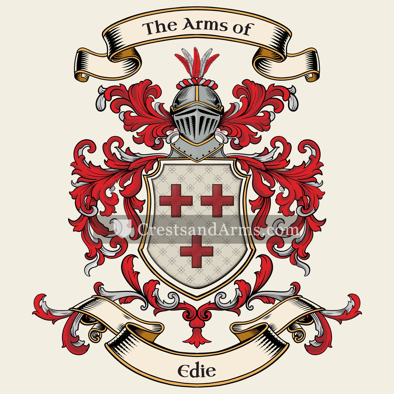 The Edie coat of arms, drawn from the recorded blazon