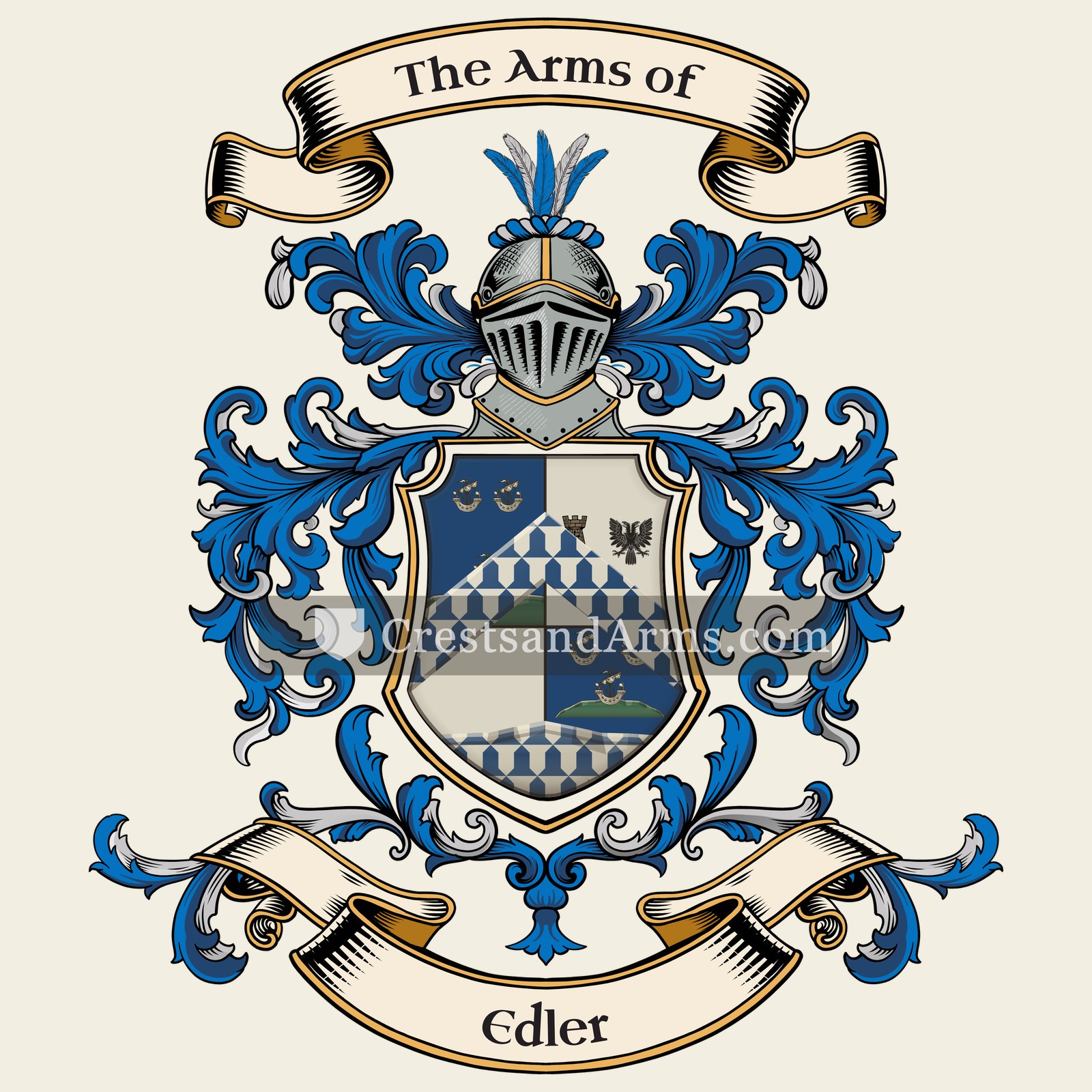 The Edler coat of arms, drawn from the recorded blazon