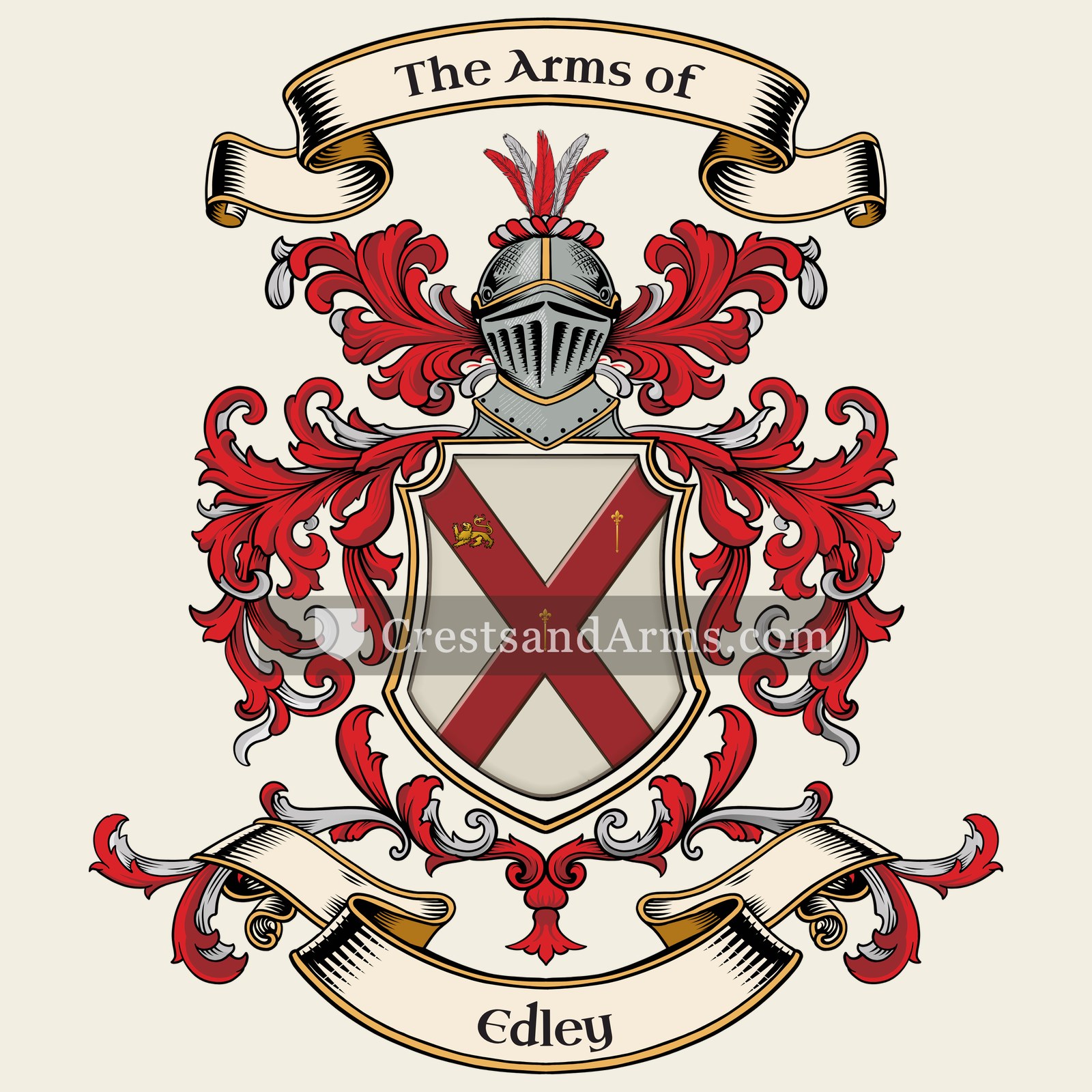 The Edley coat of arms, drawn from the recorded blazon