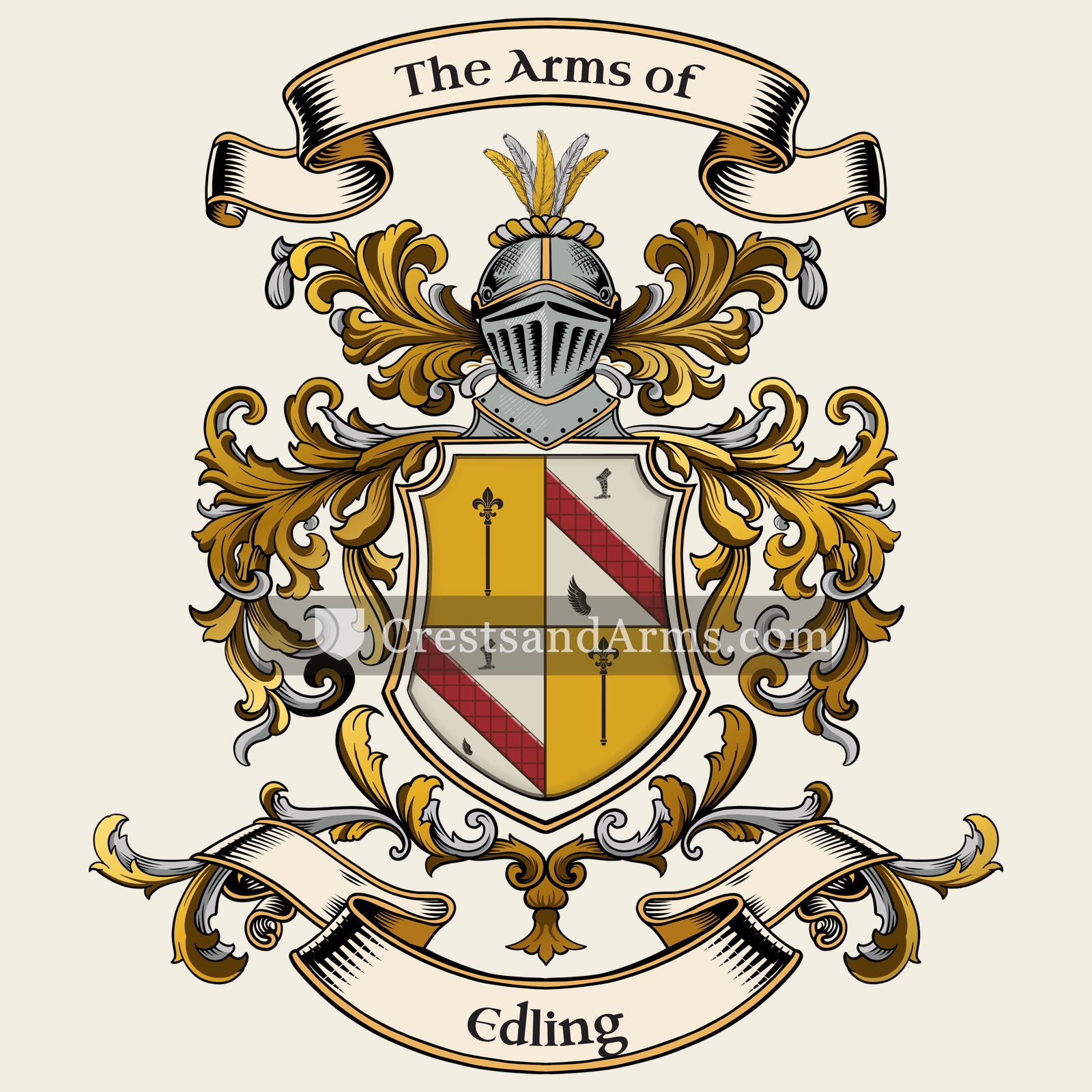 The Edling coat of arms, drawn from the recorded blazon