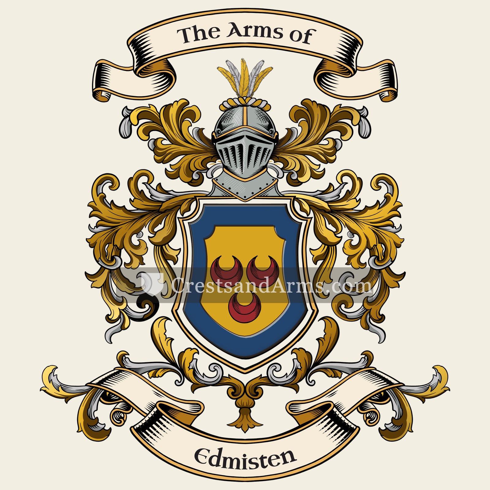 The Edmisten coat of arms, drawn from the recorded blazon