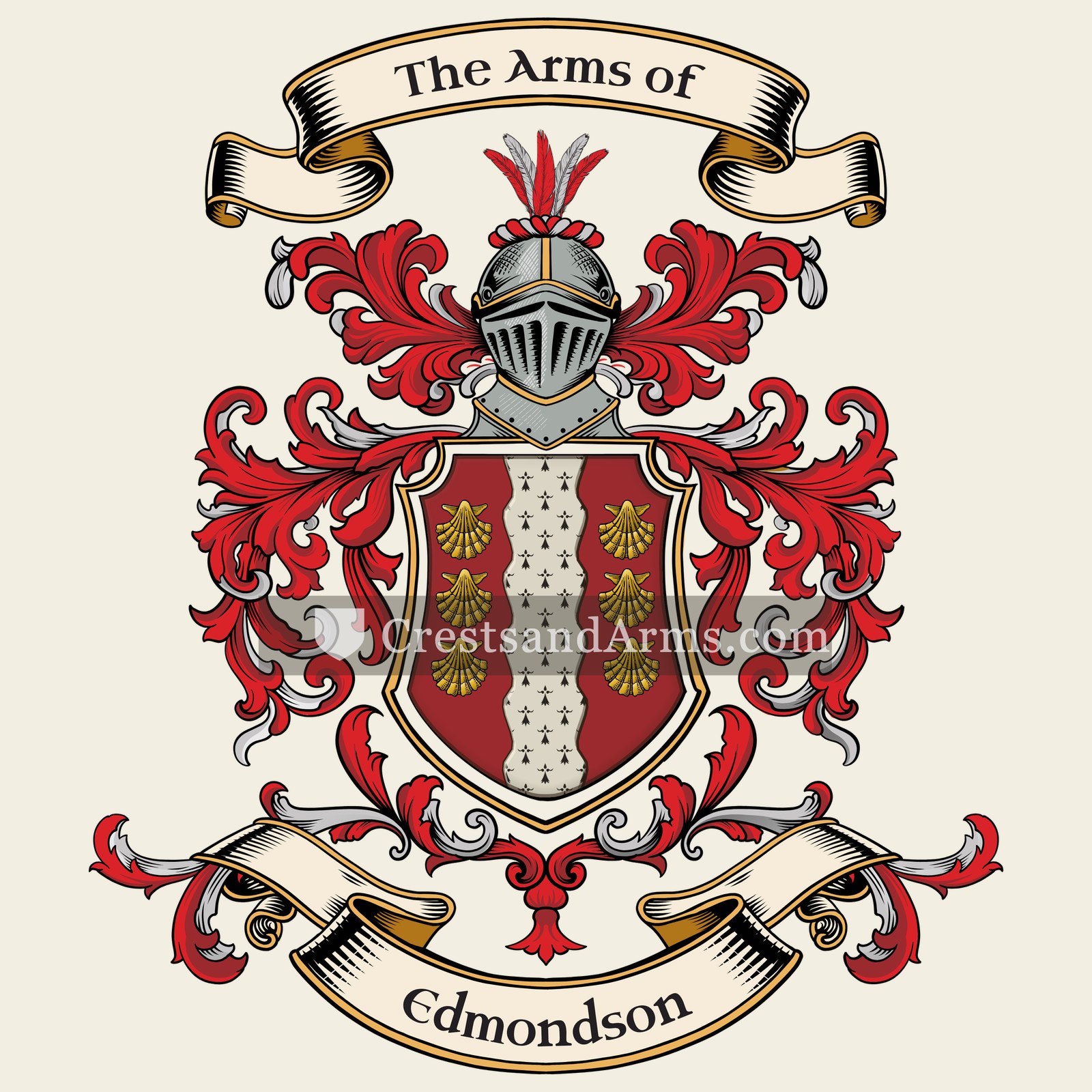The Edmondson coat of arms, drawn from the recorded blazon