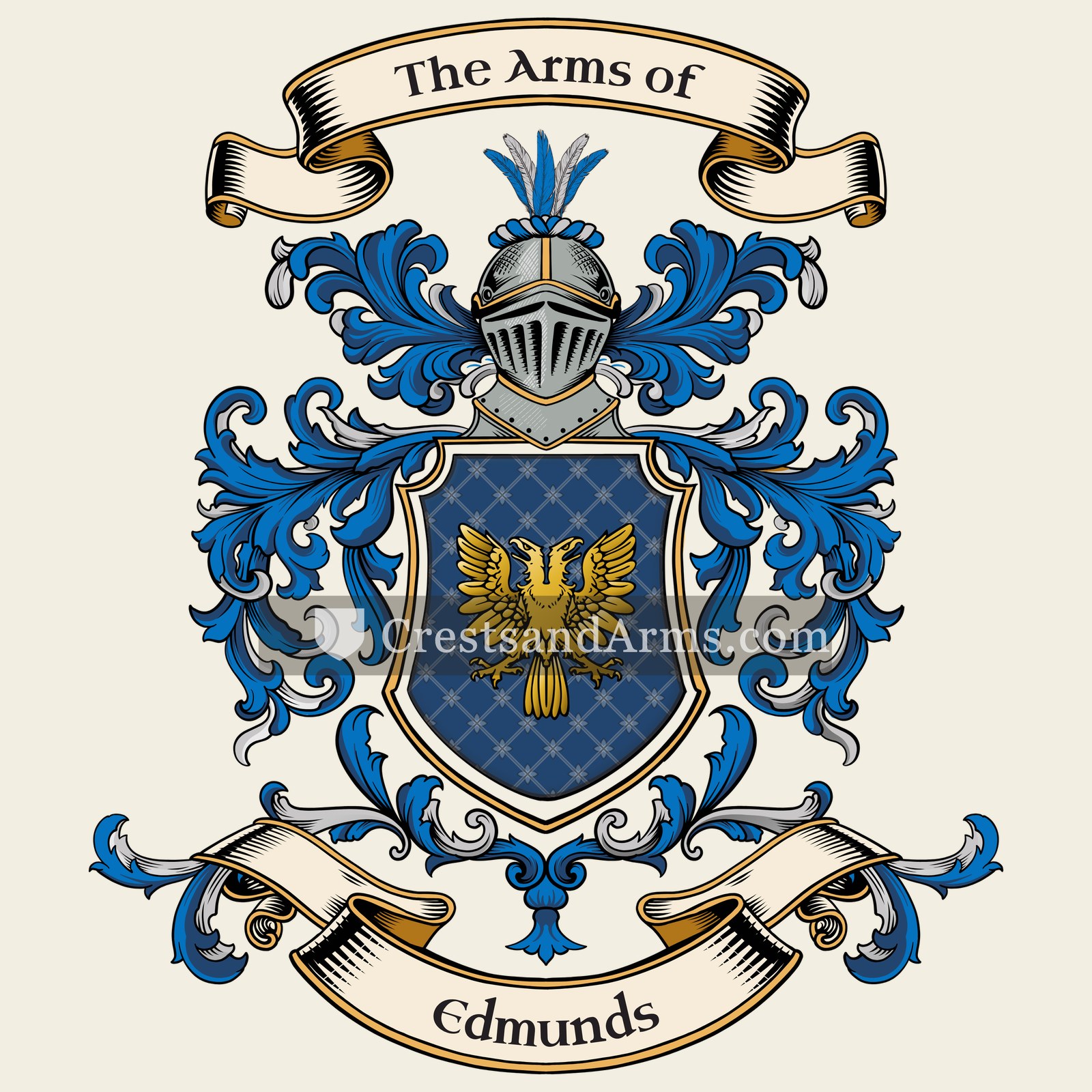 The Edmunds coat of arms, drawn from the recorded blazon
