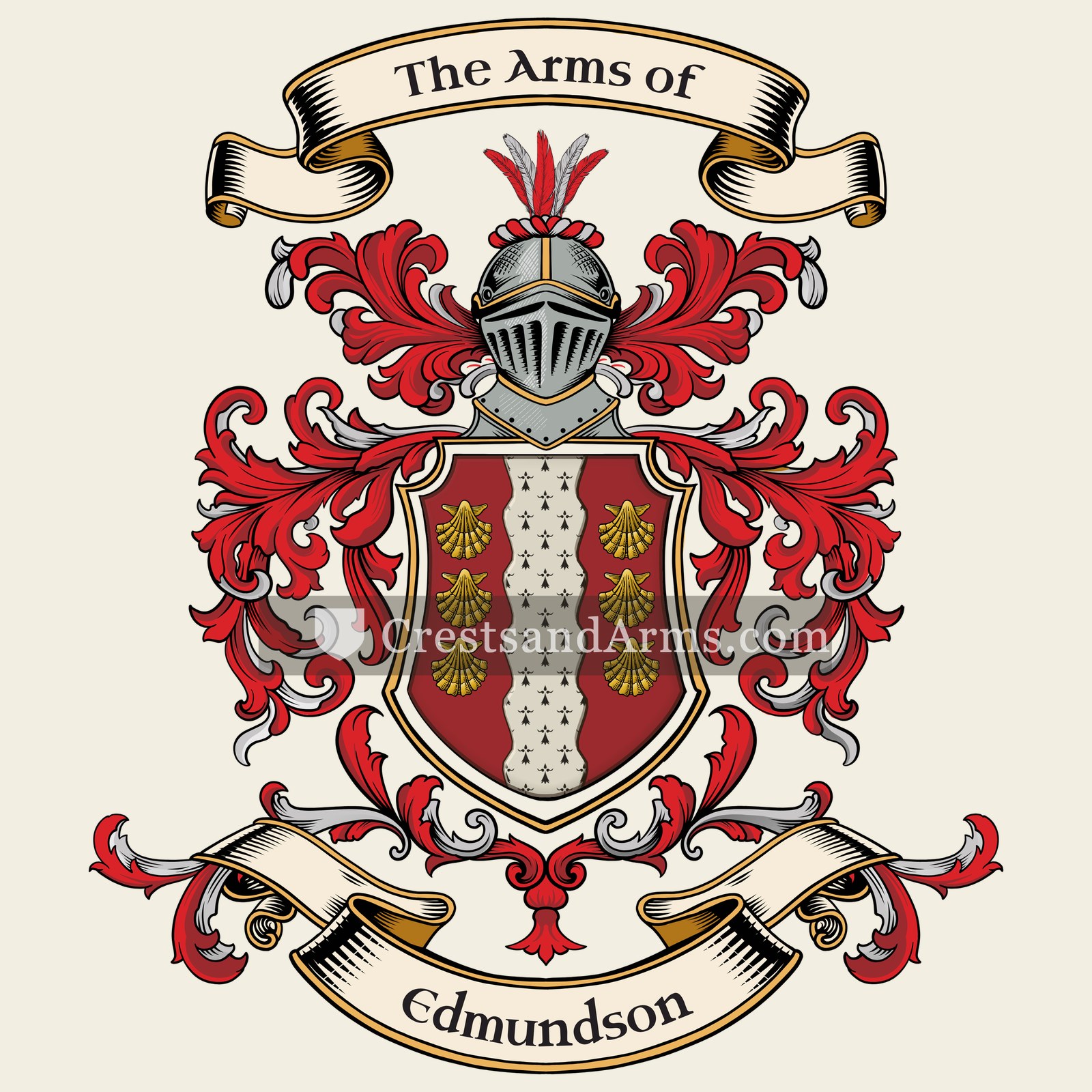 The Edmundson coat of arms, drawn from the recorded blazon
