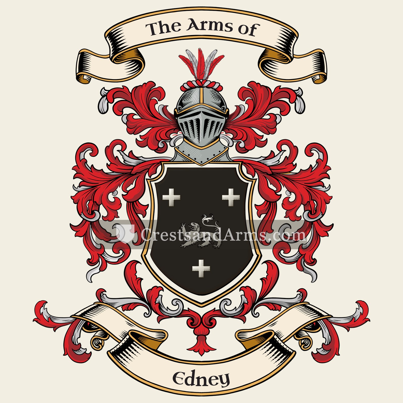 The Edney coat of arms, drawn from the recorded blazon