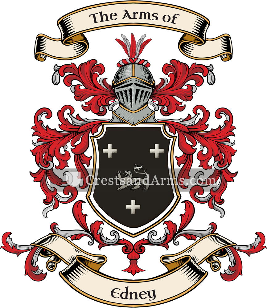 The Edney coat of arms, drawn from the recorded blazon