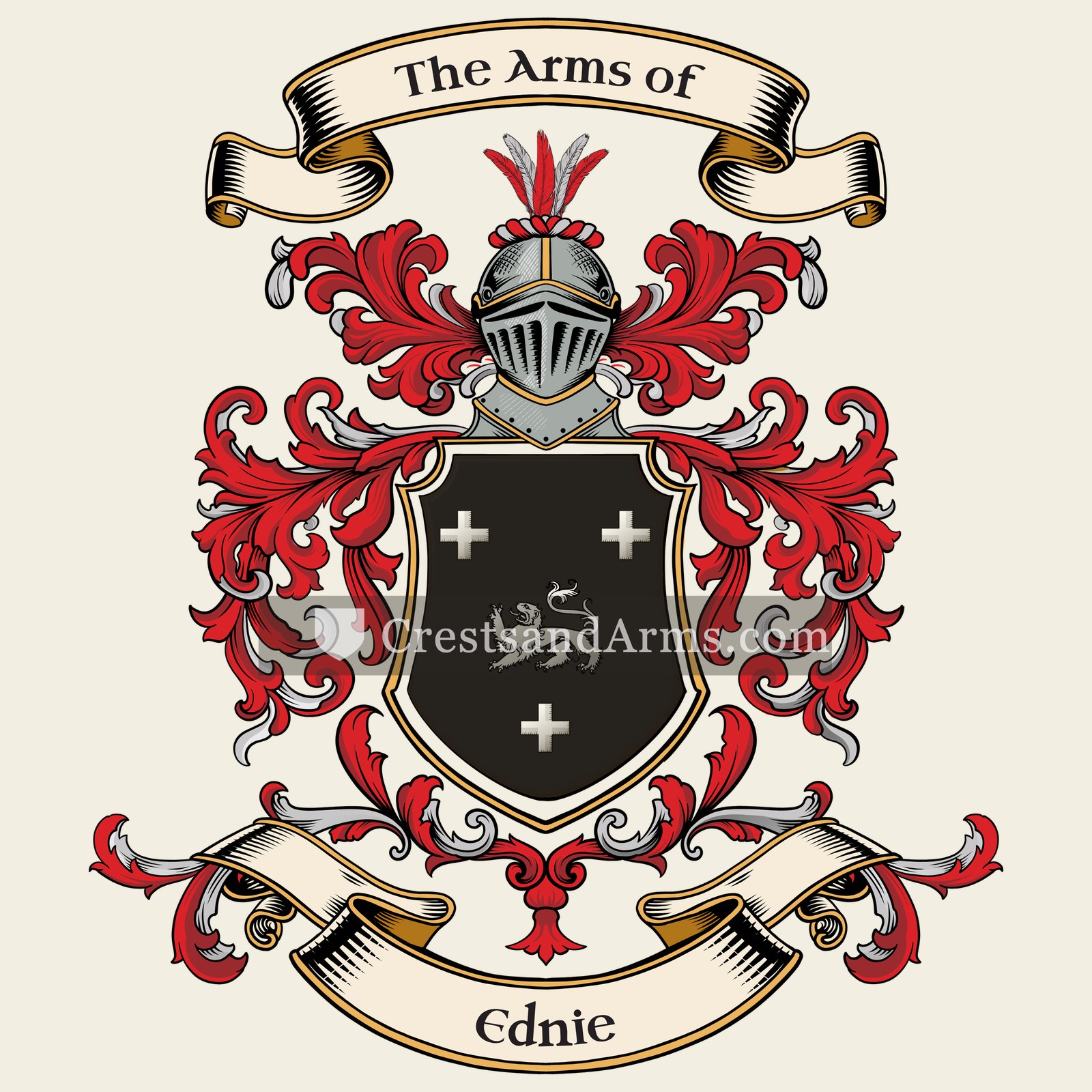 The Ednie coat of arms, drawn from the recorded blazon