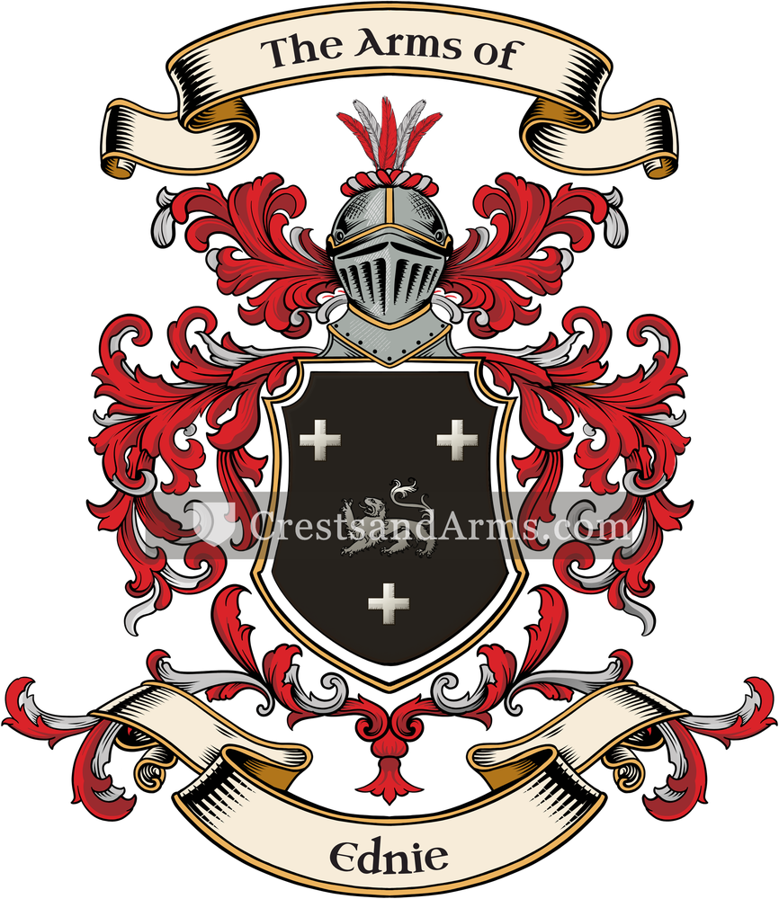 The Ednie coat of arms, drawn from the recorded blazon