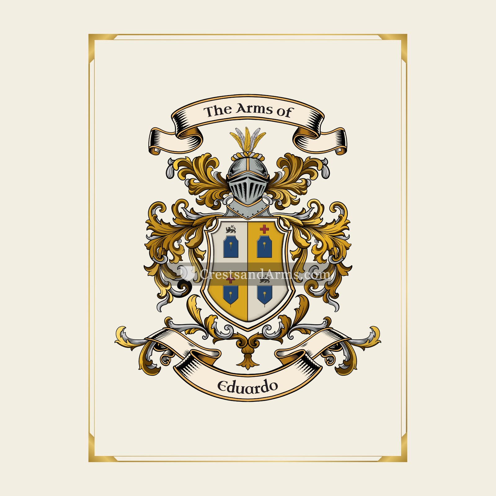 With gold border