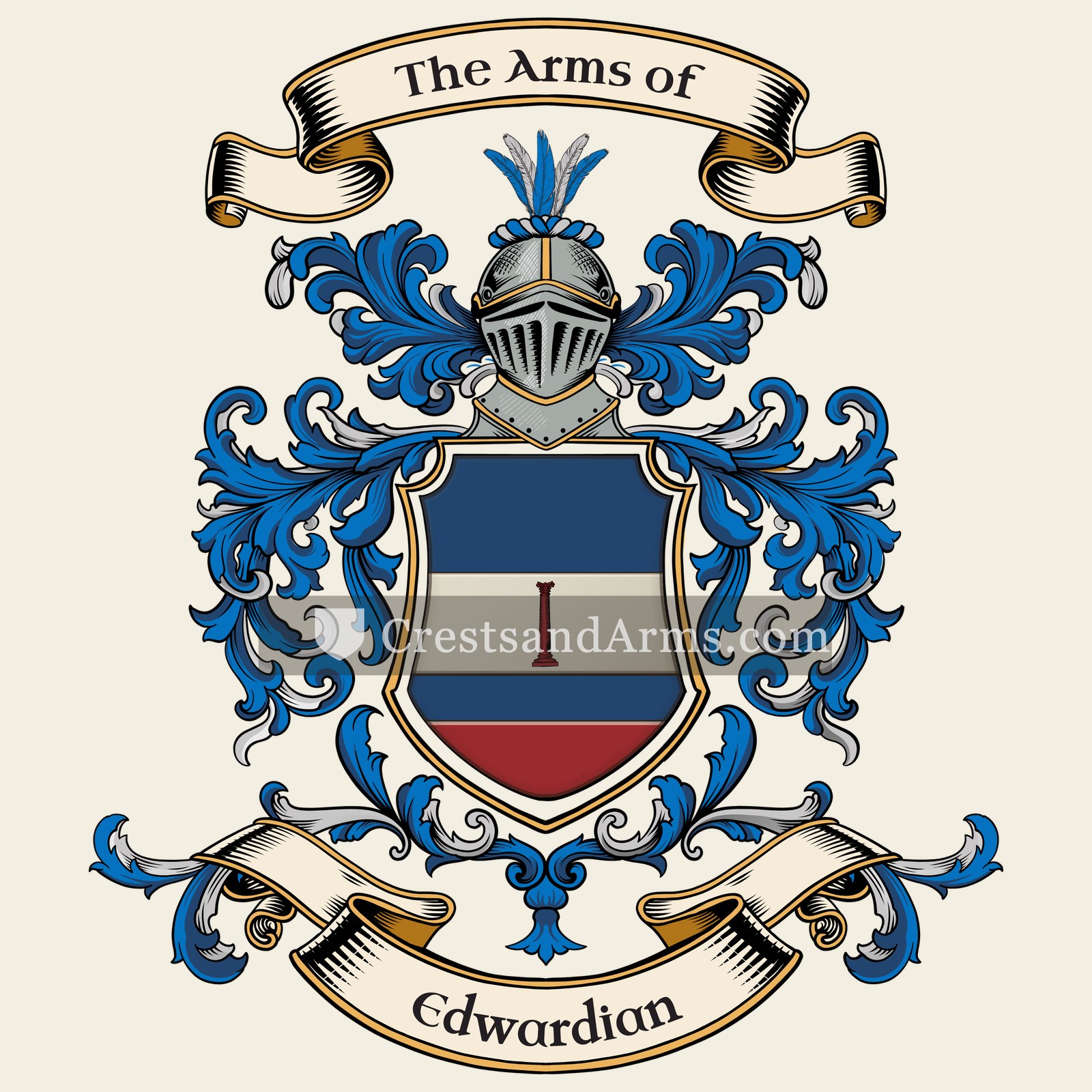 The Edwardian coat of arms, drawn from the recorded blazon