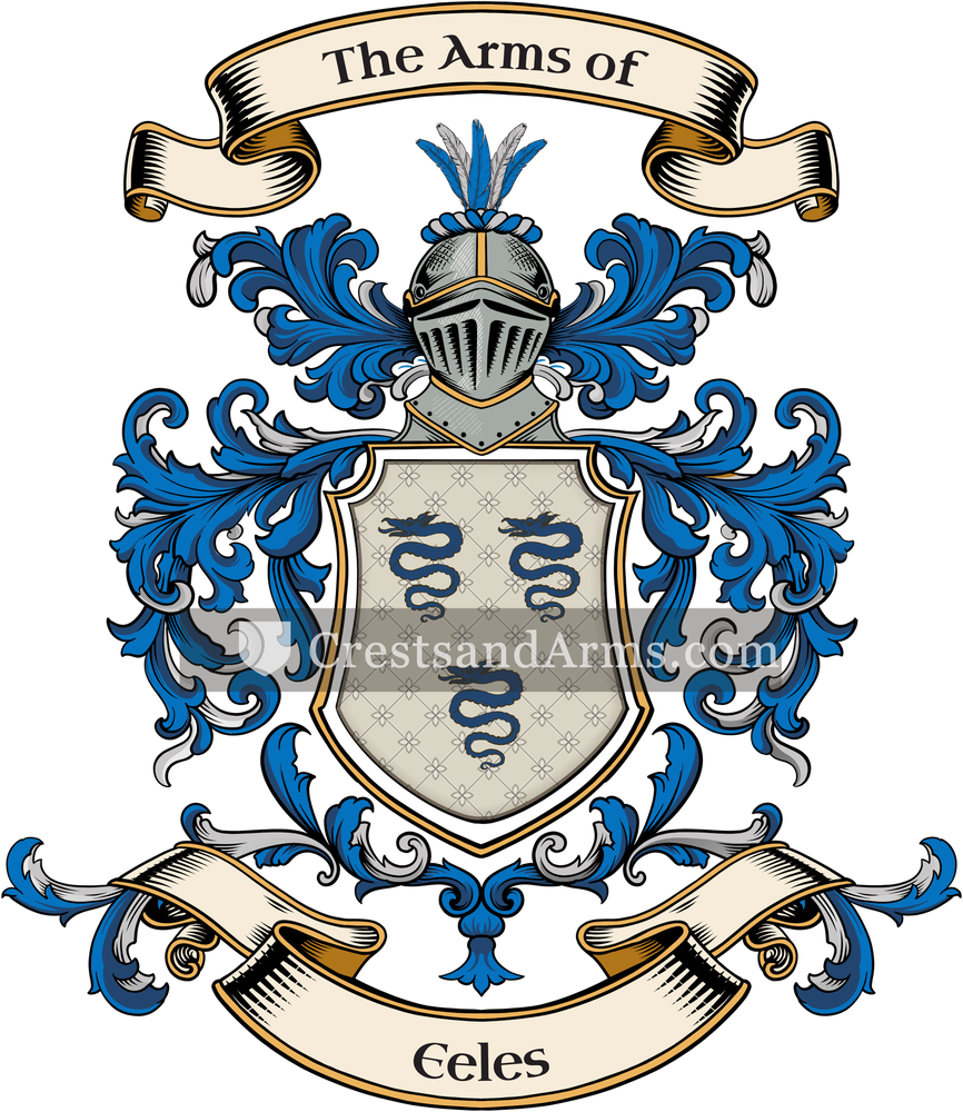 The Eeles coat of arms, drawn from the recorded blazon