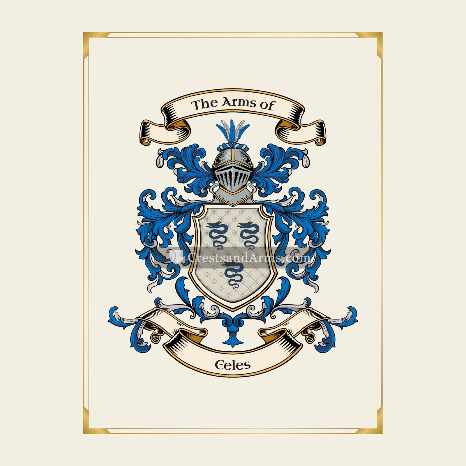 With gold border