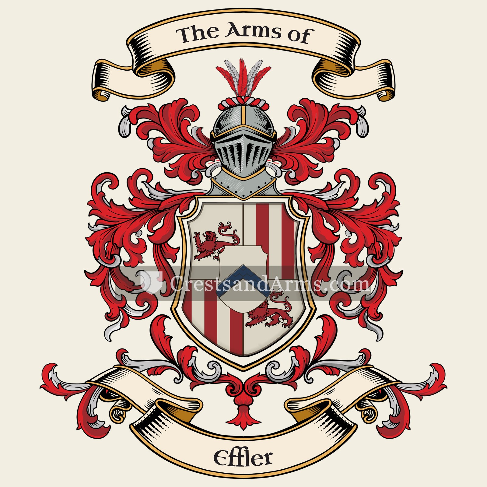 The Effler coat of arms, drawn from the recorded blazon