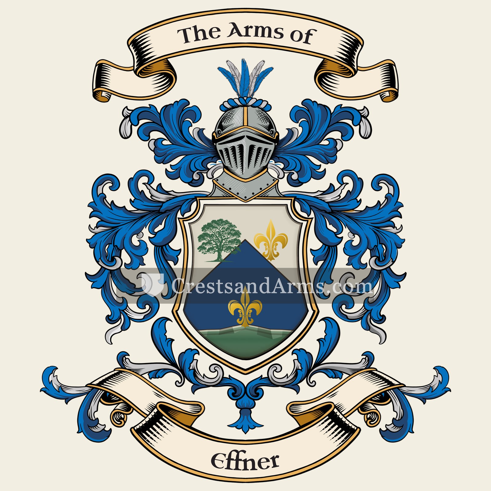 The Effner coat of arms, drawn from the recorded blazon