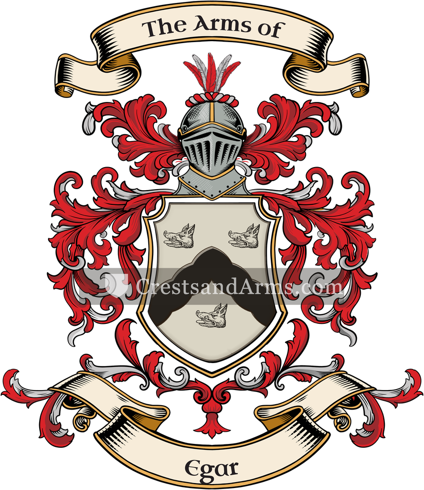 The Egar coat of arms, drawn from the recorded blazon