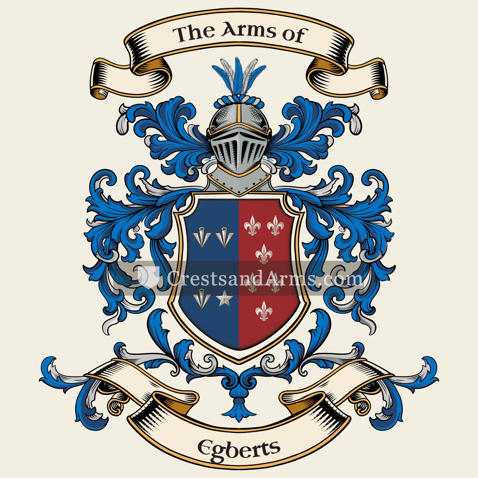 The Egberts coat of arms, drawn from the recorded blazon
