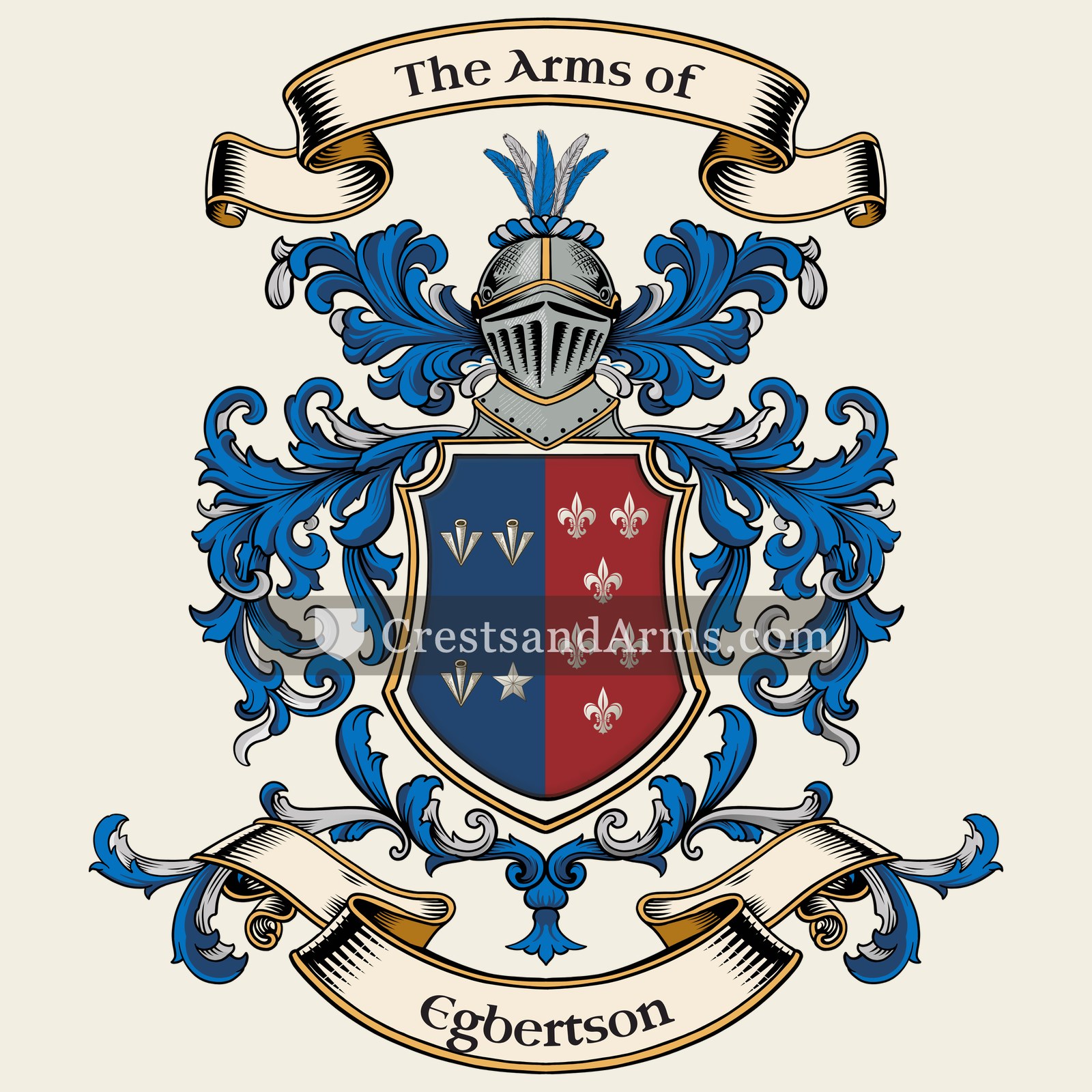 The Egbertson coat of arms, drawn from the recorded blazon