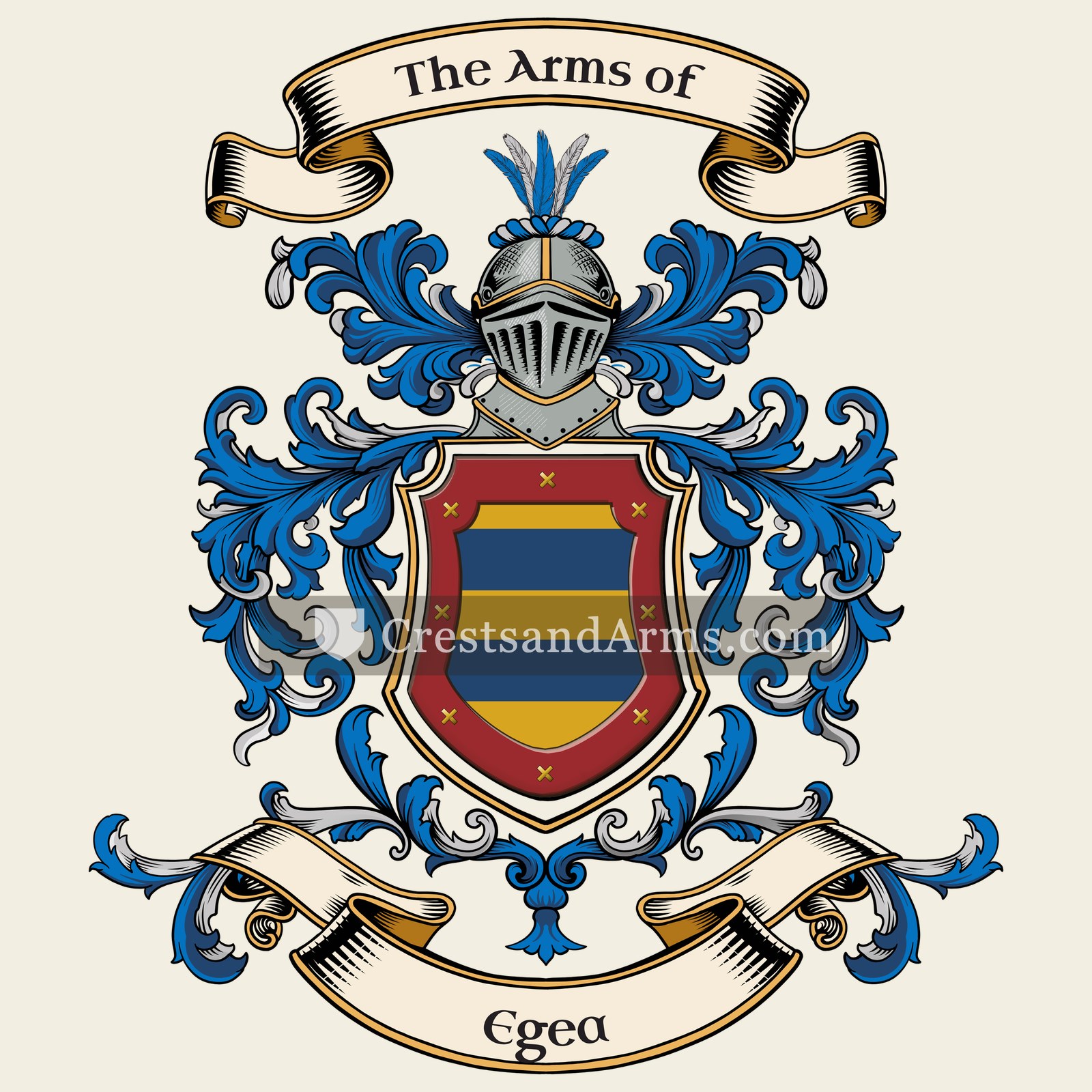The Egea coat of arms, drawn from the recorded blazon