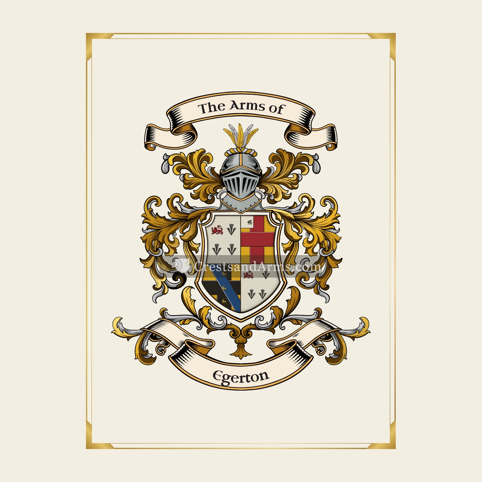 With gold border