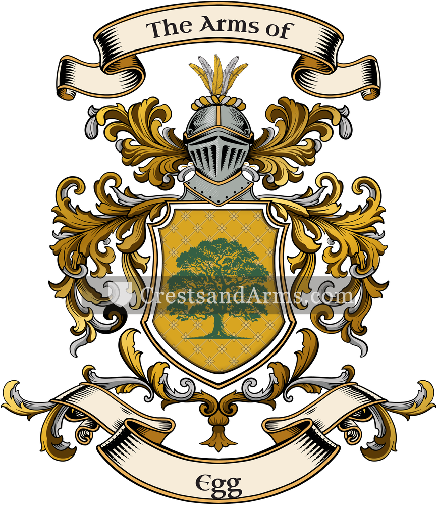 The Egg coat of arms, drawn from the recorded blazon