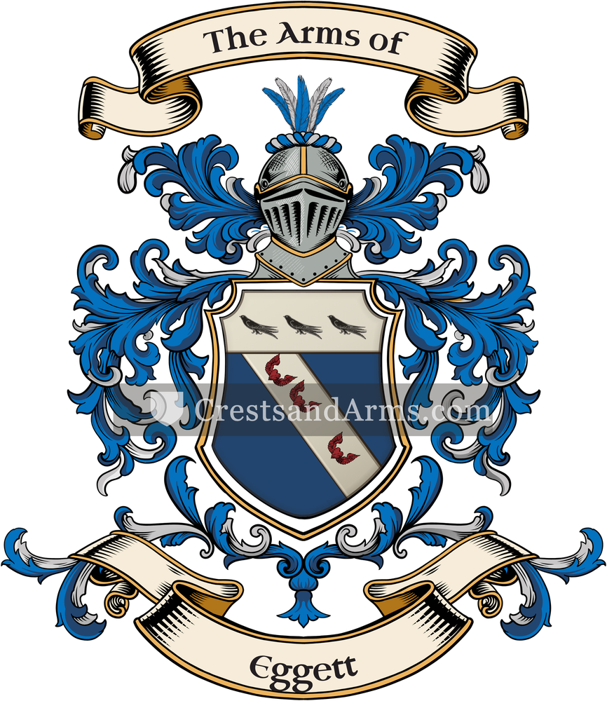 The Eggett coat of arms, drawn from the recorded blazon