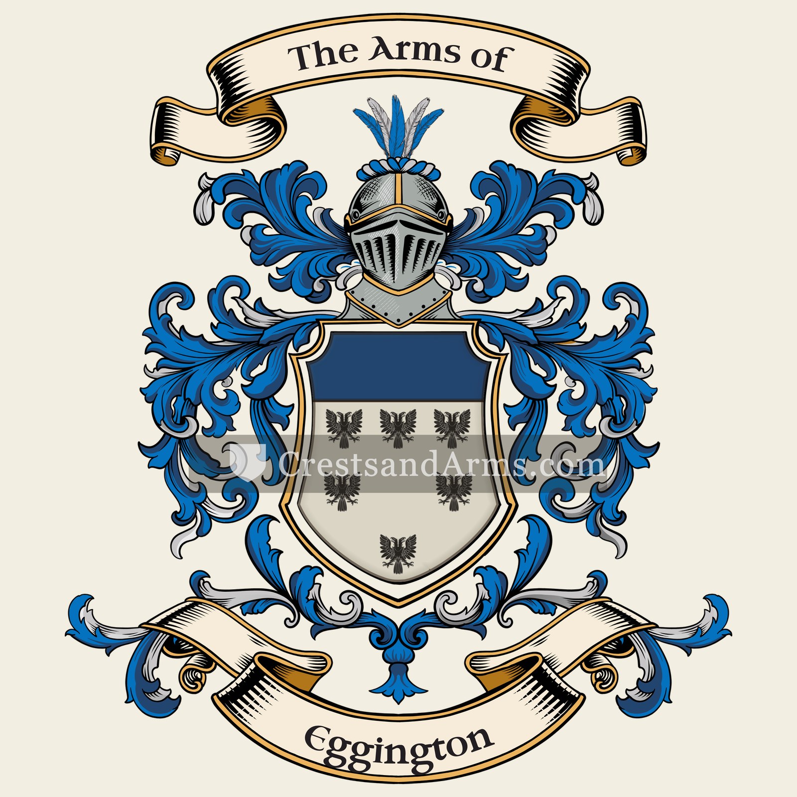 The Eggington coat of arms, drawn from the recorded blazon