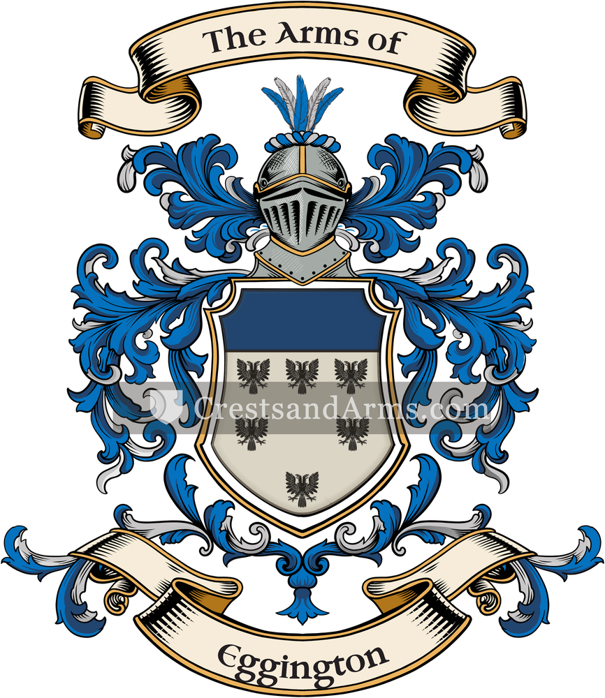 The Eggington coat of arms, drawn from the recorded blazon