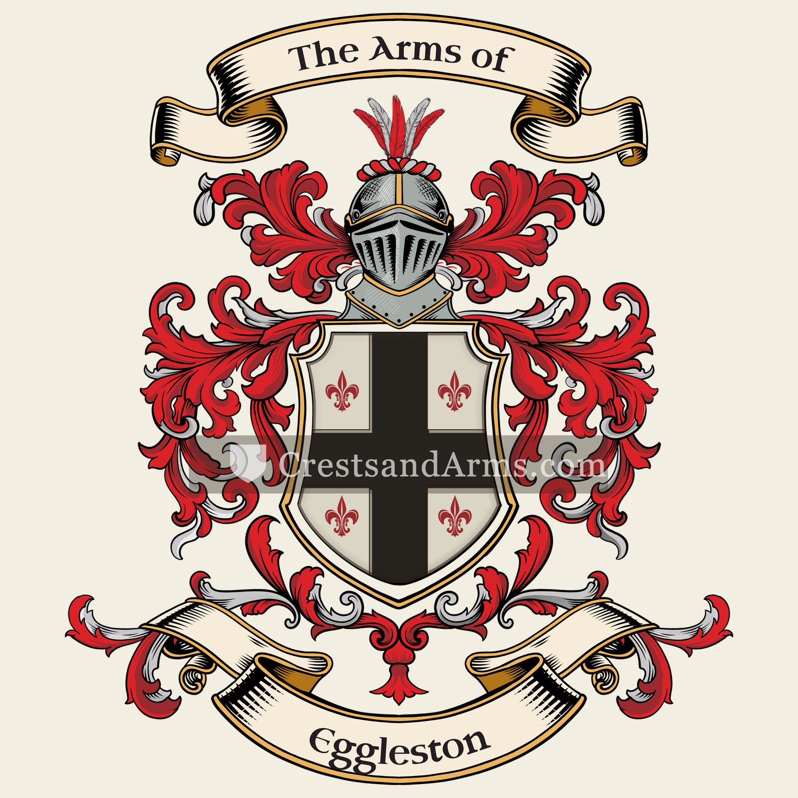 The Eggleston coat of arms, drawn from the recorded blazon