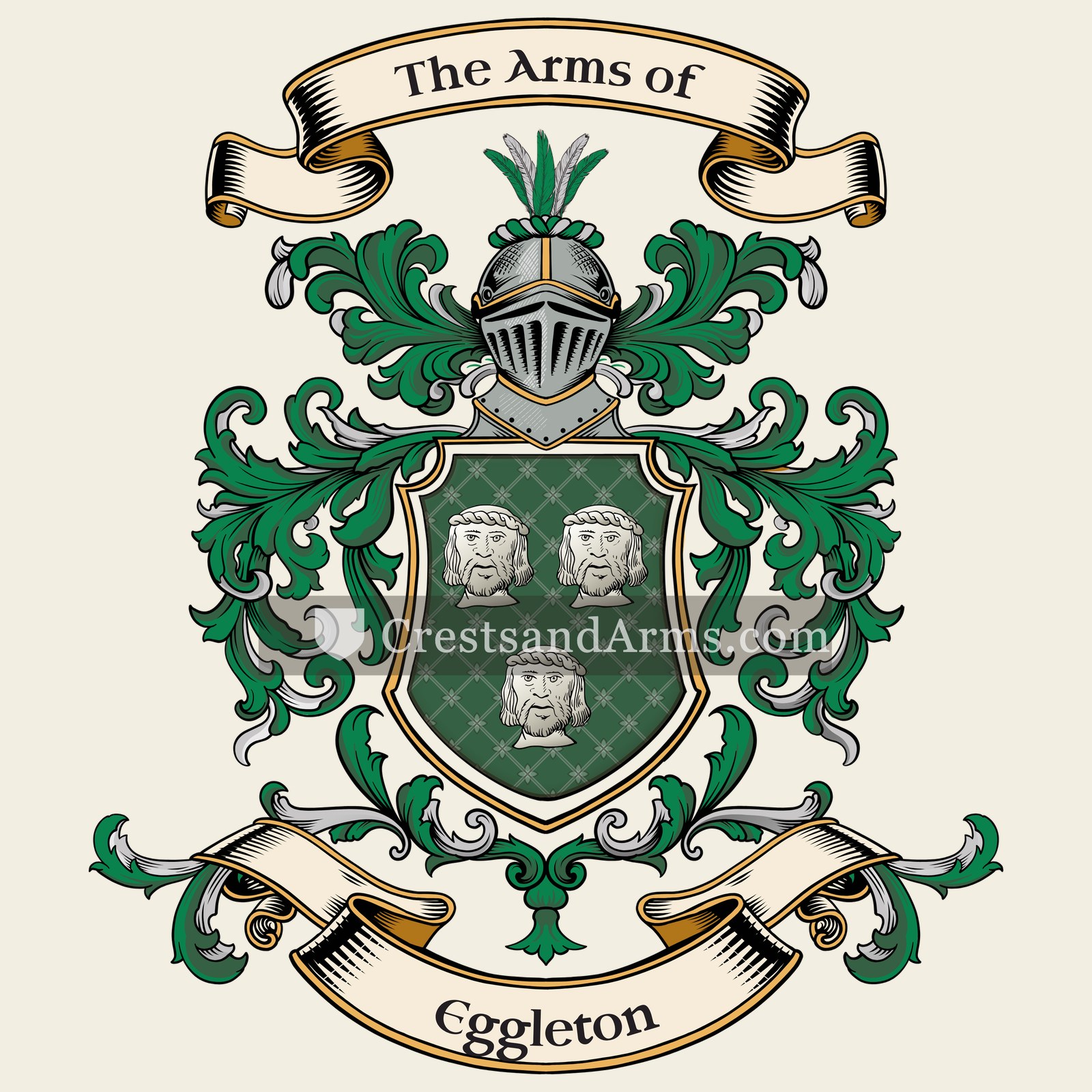 The Eggleton coat of arms, drawn from the recorded blazon