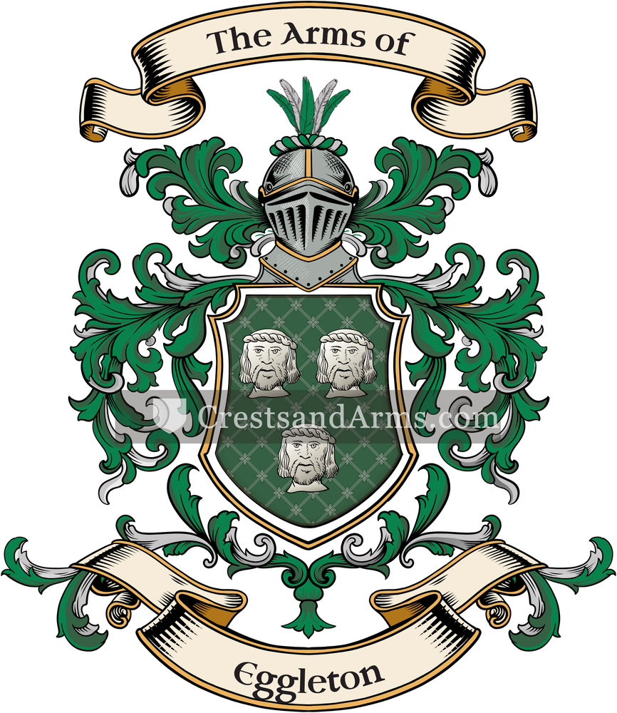 The Eggleton coat of arms, drawn from the recorded blazon