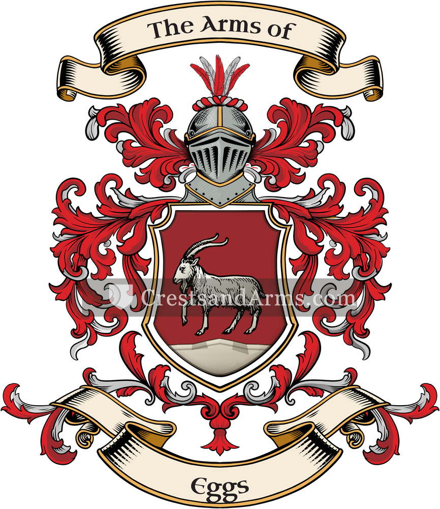 The Eggs coat of arms, drawn from the recorded blazon