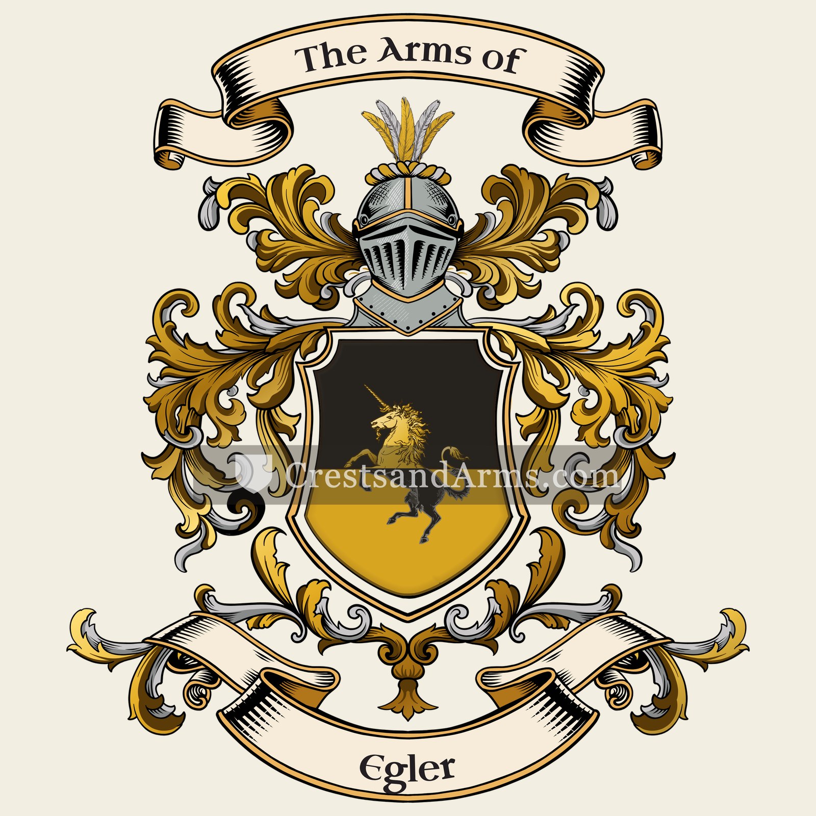 The Egler coat of arms, drawn from the recorded blazon