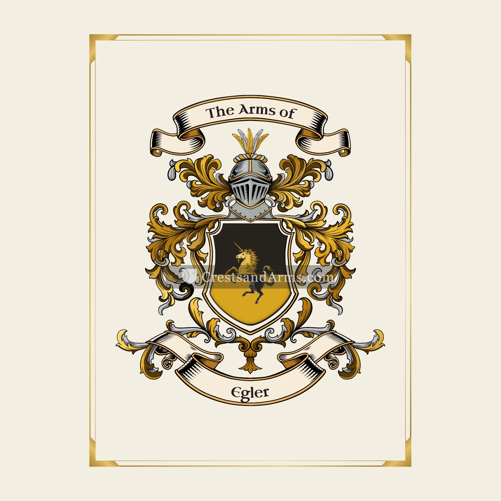 With gold border