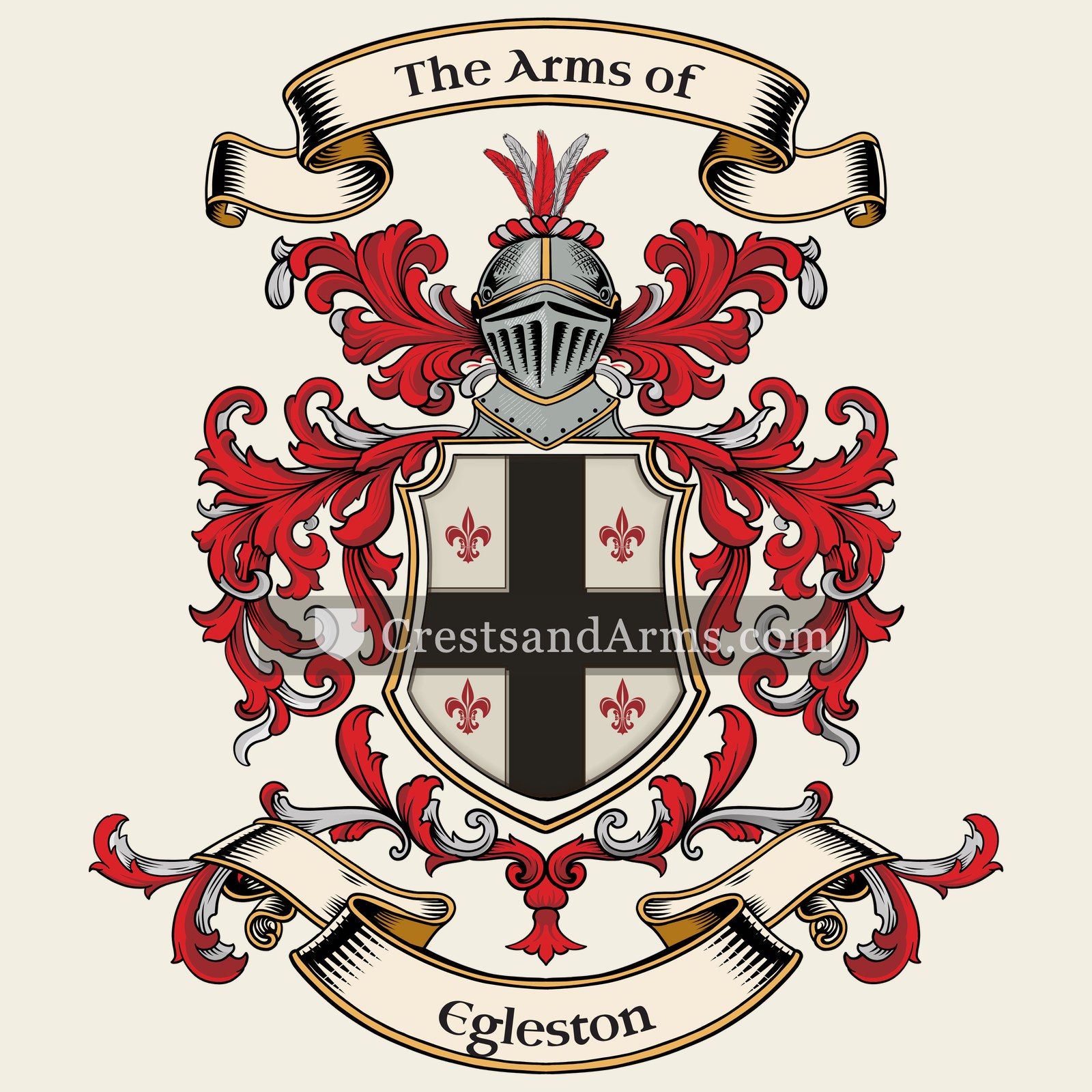 The Egleston coat of arms, drawn from the recorded blazon
