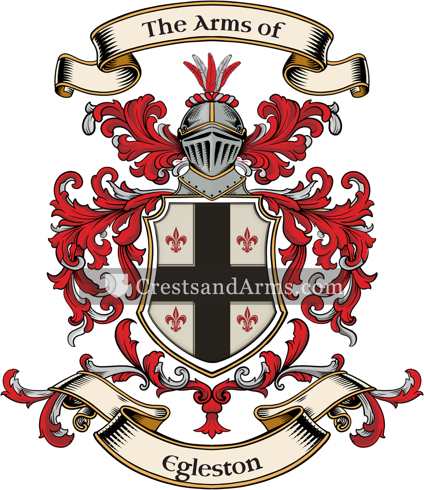 The Egleston coat of arms, drawn from the recorded blazon