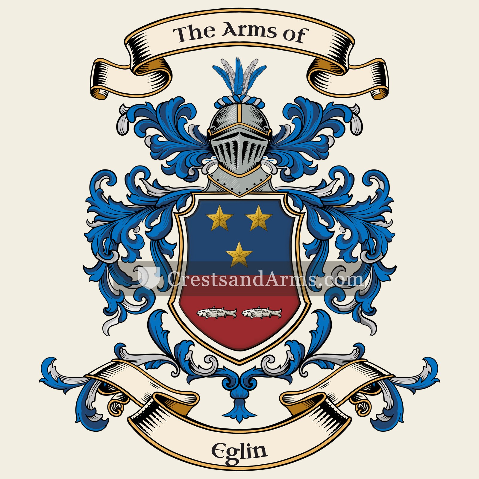 The Eglin coat of arms, drawn from the recorded blazon