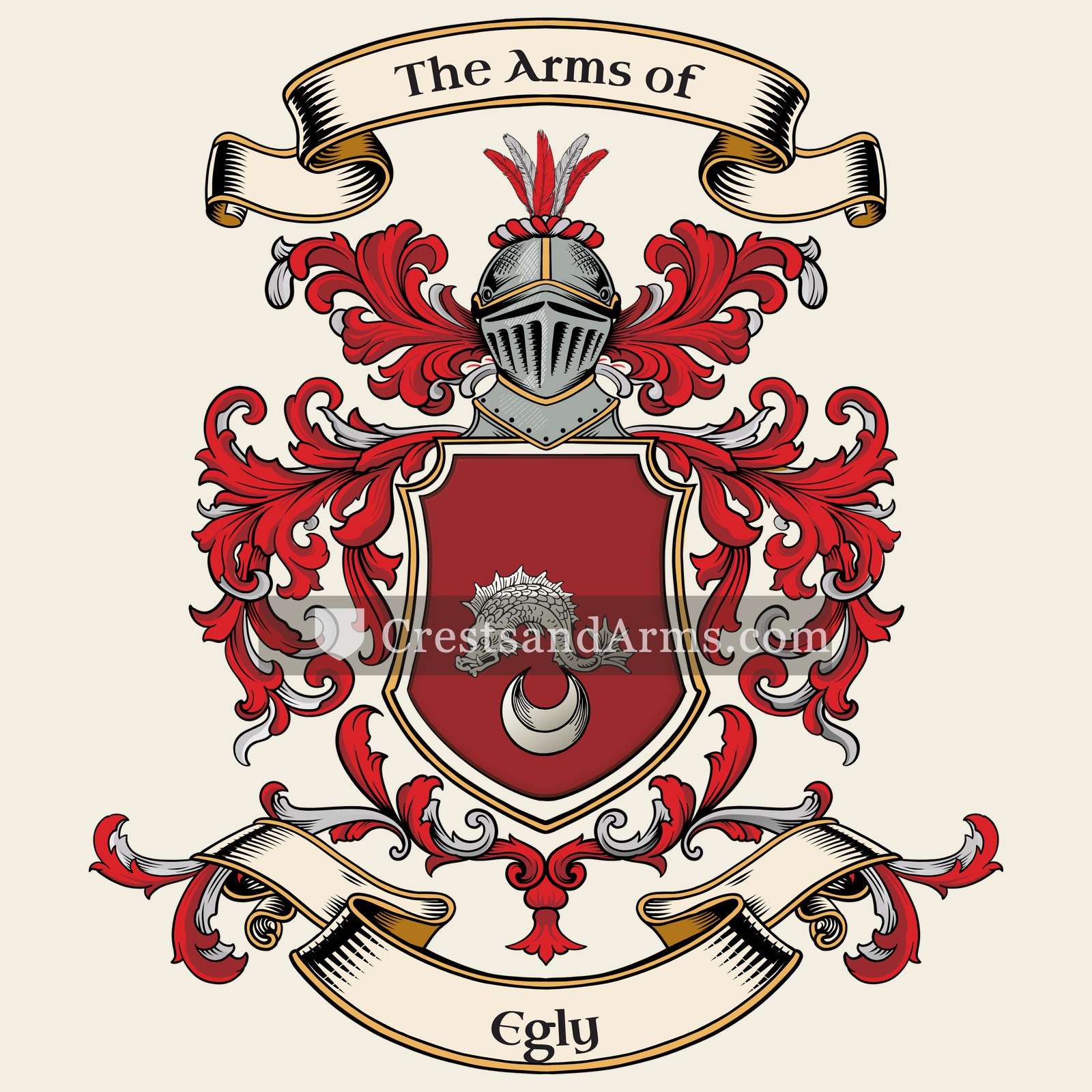 The Egly coat of arms, drawn from the recorded blazon