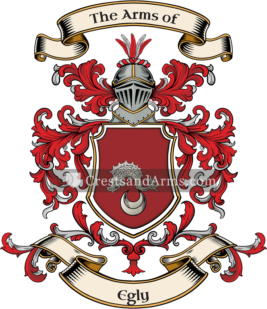The Egly coat of arms, drawn from the recorded blazon