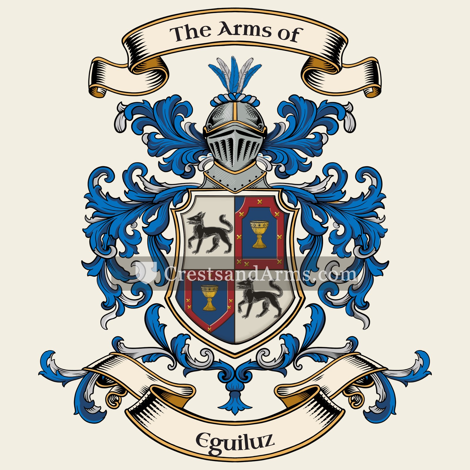 The Eguiluz coat of arms, drawn from the recorded blazon