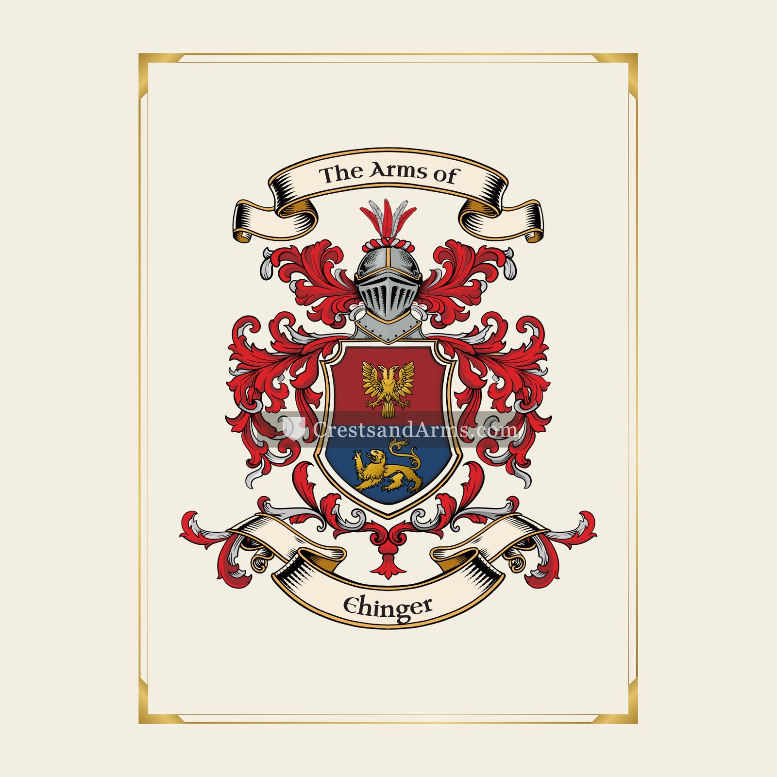 With gold border